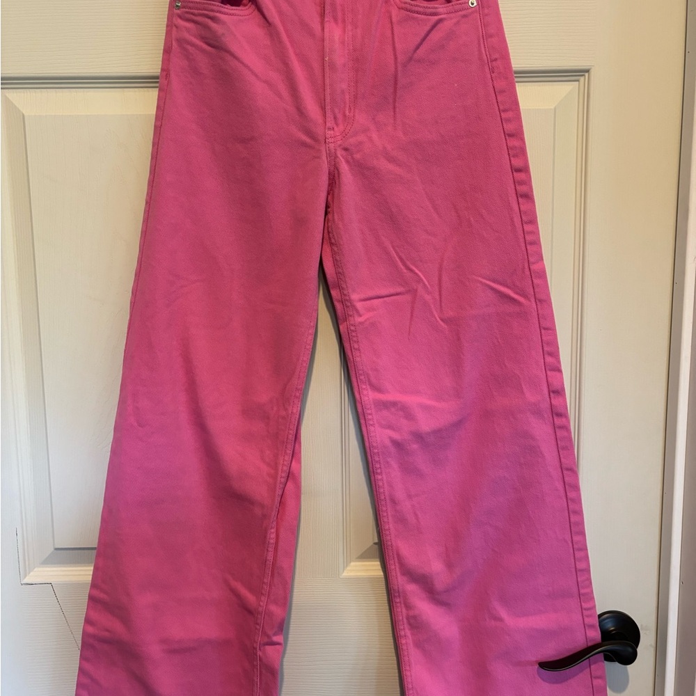H&M pink wide leg denim size 4
